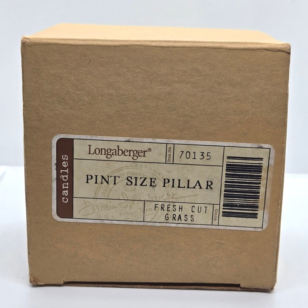VTG Longaberger Pint Size Pillar Candle Fresh Cut Grass Boxed 70135